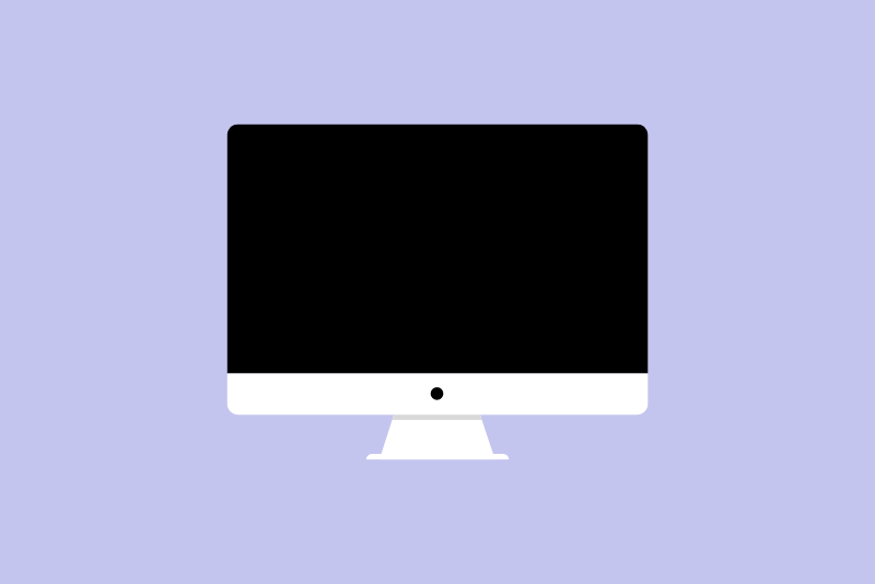 Computer monitor on purple background